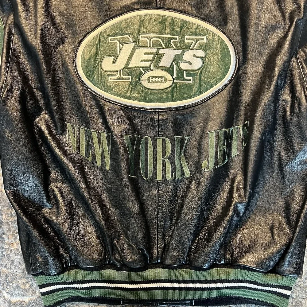 Vintage Carl Banks‎ G-III New York Jets Leather Jacket Size L